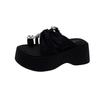 Rhinestone cover toe cool slippers women wear in summer 2025 new fairy wind heightened thick-soled beach with skirt sandals