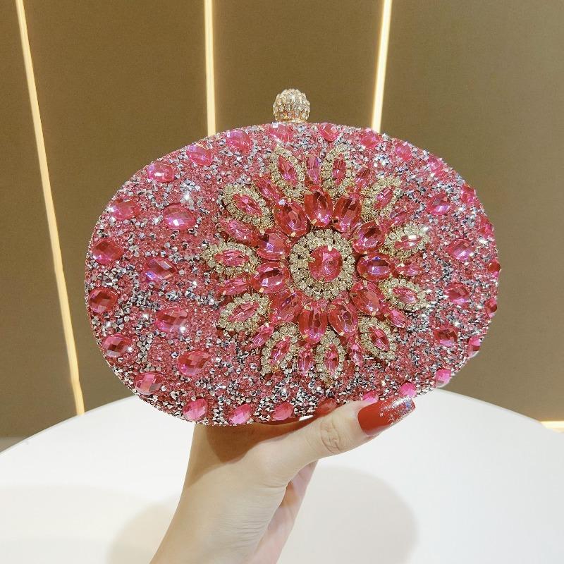 Rhinestone Sunflower Dress Banquet Bag Luxury Celebrity Temperament Versatile Diamond Oblique Span Small Handbag Full of Diamonds