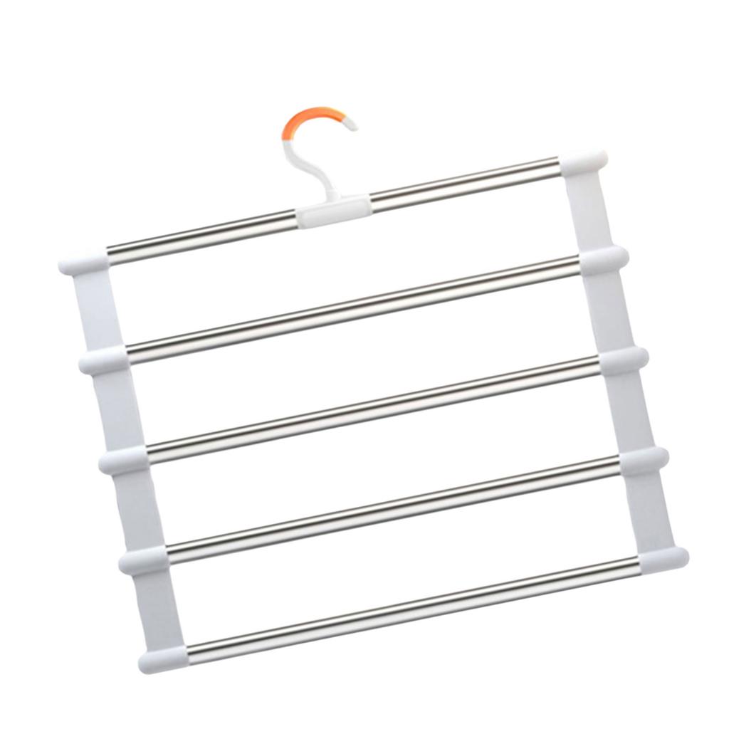 Multi Layer Foldable Clothes Hanger with Clamps Space Saving Multi Tiered Metal Folding Trouser Holder Rack with Clip