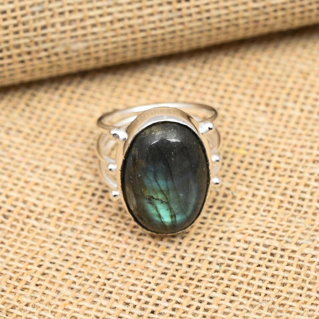Labradorite Gemstone 925 Sterling Silver Handmade Jewelry Ring For Wedding Gift