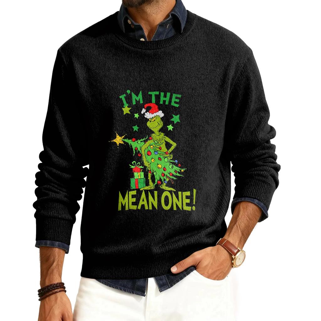 Men's Round Neck Long Sleeve Ribbed Knit Pullover