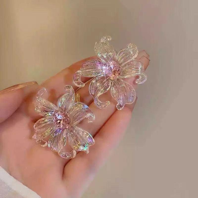 Colourful Transparent Flower Earrings for Women