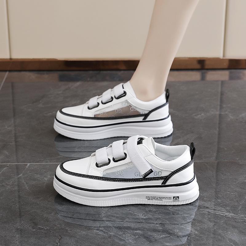 

Маленькие белые туфли на липучке, женские, новые, популярные, с мягкой подошвой, для спорта и отдыха, на плоской подошве, с юбками, универсальные 35 белый