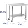 Table worktop on wheels, 2 levels, 60 x 90 cm, STEEL, up to 145 kg
