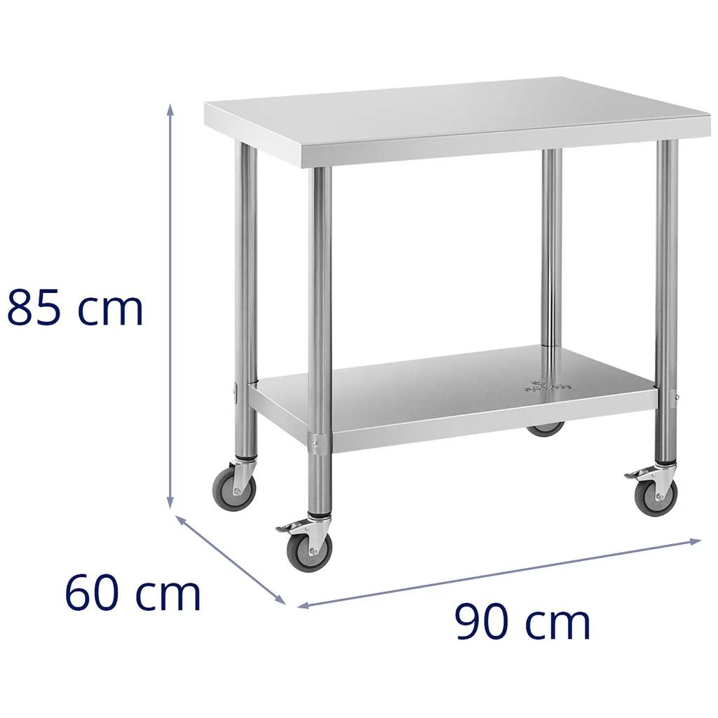 Table worktop on wheels, 2 levels, 60 x 90 cm, STEEL, up to 145 kg