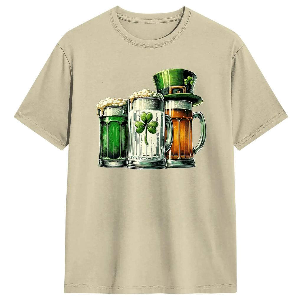 Irish Beer Ireland Flag St Patricks Day T Shirt For Unisex Cotton Tshirts Crew Neck Tee Shirt Short Sleeve Clothes Summer