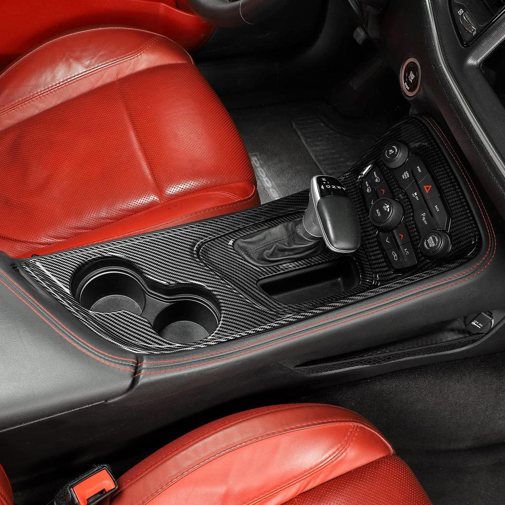 Carbon Fiber Black Accessory For Dodge Challenger 2015-2022 Center Console Gear Shift Panel Interior Decorative Cover Trim