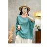 DIMANAF 2026 Estate Nuova Camicia Blusa Taglie Forti Donna Cotone Lino Vintage Ampia Maniche a Pipistrello Casual Top da Donna T-shirt