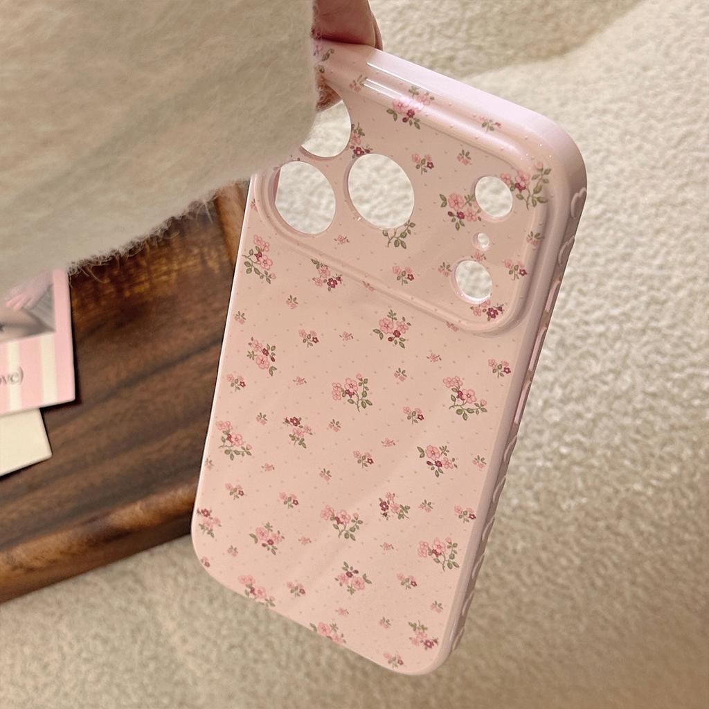 Custodia per cellulare a pois floreali con mela 17promax Adatta per iPhone 16 14 13 Set morbidi di alto valore
