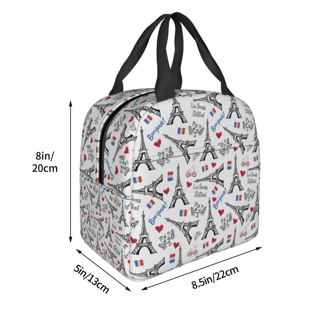 Addicted To Paris France Insulated Lunch Bag for Women Kids Portable Food Boxes Thermal Lunch Box Tote