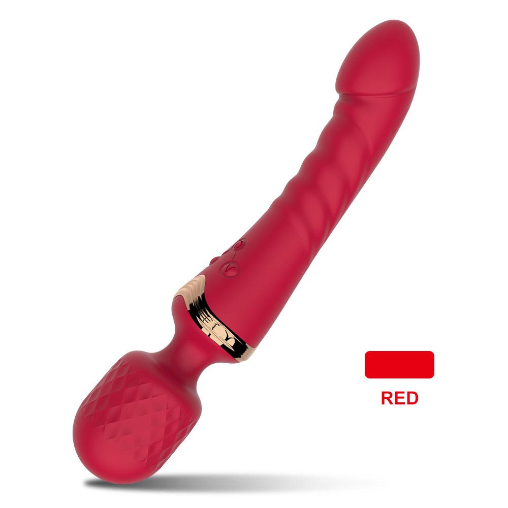 Dobbelmotor Magisk Tryllestav Vibrator 10 Moduser G-punkt Massasjeapparat Oppladbart Litiumbatteri Klitorisstimulator Dildo for Kvinner Anale Plugg Leker for Voksne