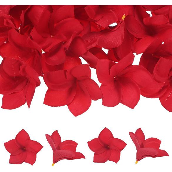 10-Pack Artificial Plumeria Flowers, Fake Silk Heads Flower Hawaiian Plumeria Petal for DIY Crafts/Dress/Wedding/Party Decoration [Champagne+Red,