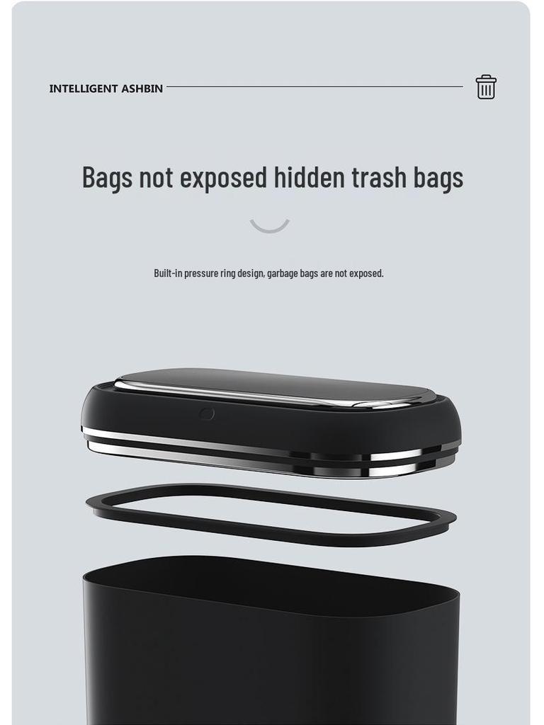 Crevice Smart Induction Trash Can: Multi-Scene, Low-Noise, Slow-Close, Waterproof, Odor-Proof Trash Bin.