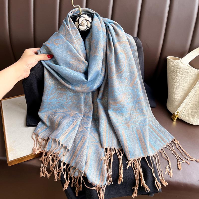 1Pcs Bohemia Style Women Muslim Hijab Winter Warm Scarf Jacquard Ramadan Headband Bufanda Luxury Everyday