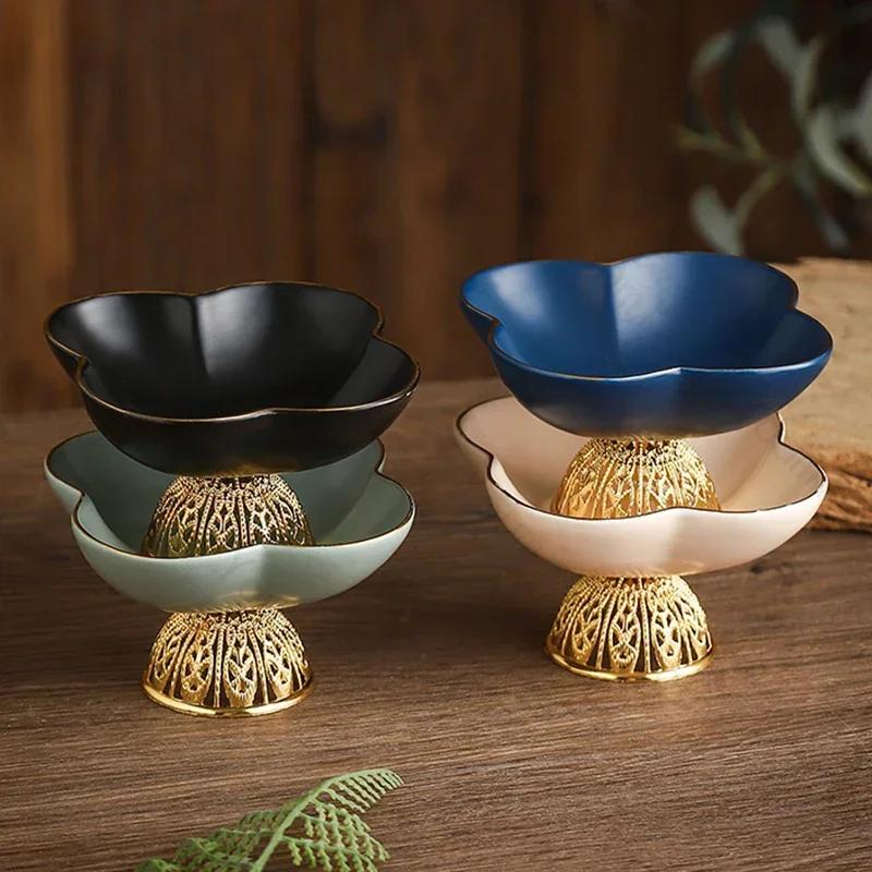 Light Luxury Creative Ceramic Plates Household Party Fruits Snack Plate Coffee Shop Exquisite Dessert Plate Unique Tableware