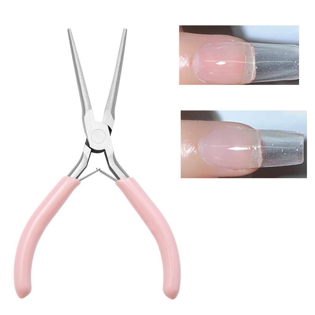 Nail Clips Acrylic Gel Extension Quick Building Shaping Tweezers Pink Design Stainless Steel Manicure Pinching Tools
