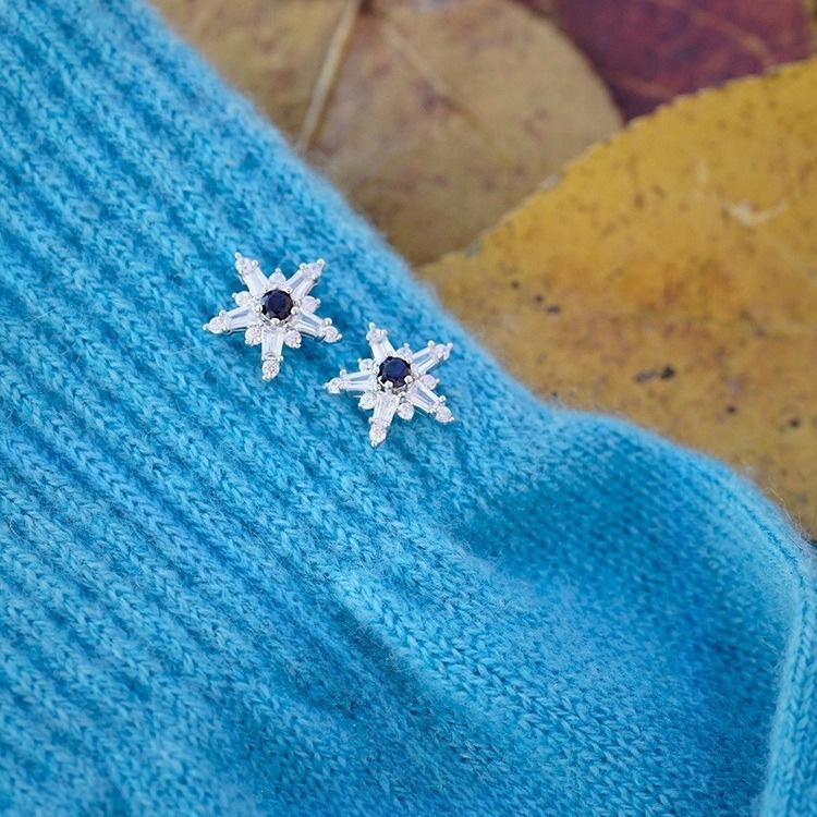 First Snow ~ Gold-Plated Sterling Silver Stud Earrings: Shiny, Artistic, Retro Christmas Gift 14K Gold Pair (with earplugs)