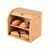 Bamboo Double-Layer Bread Box with Roll-Up Lid