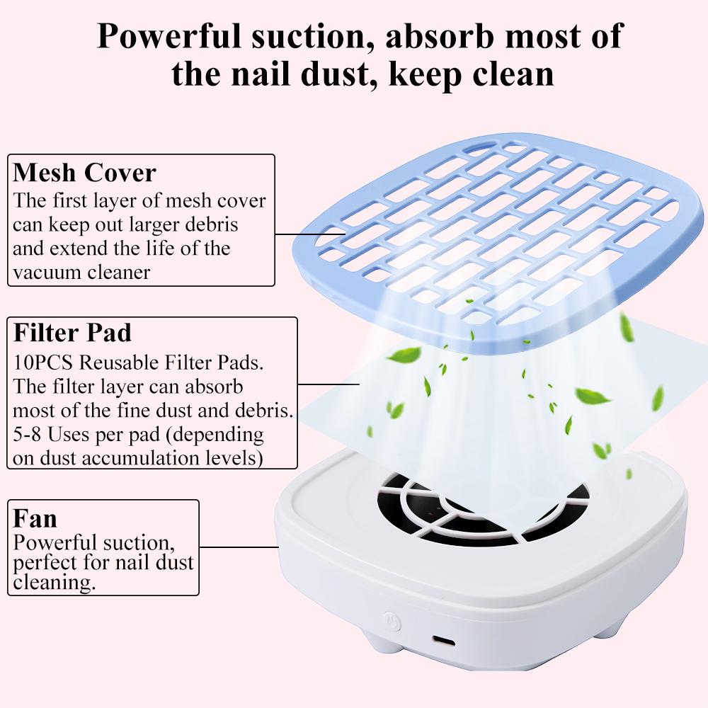 New Nail Dust Collector Extractor Fan For Manicure Machine Powerful Nail Vacuum Cleaner With Remove Paper Filter Nail Equipment