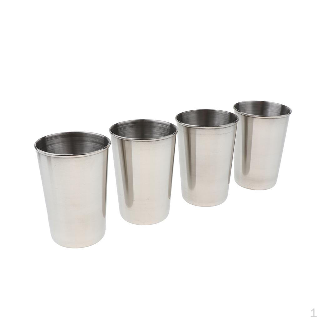 4× Shatterproof Stainless Steel Cups Perfect For indoor e outdoor 150ml