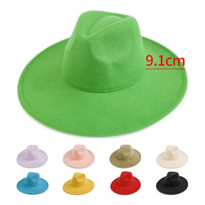 28-Color Solid Color Big Brim Top Hat, Enlarged British Jazz Hat, Men's and Women's Retro Fedora Hat