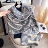 Ethnic Printed Faux Cashmere Scarf Winter Warm Thick Shawl For Women
