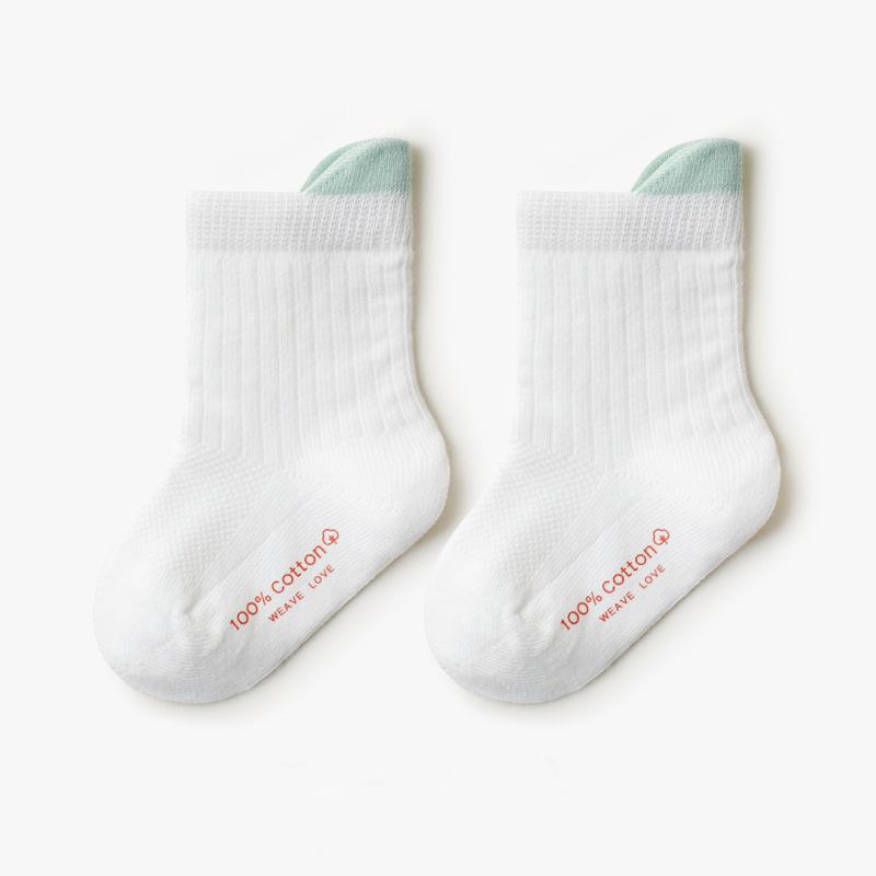 Spring Summer Thin Baby Socks Mesh Breathable Infant Boy Girl Middle Tube Socks Solid Color Cotton Kids Short Socks