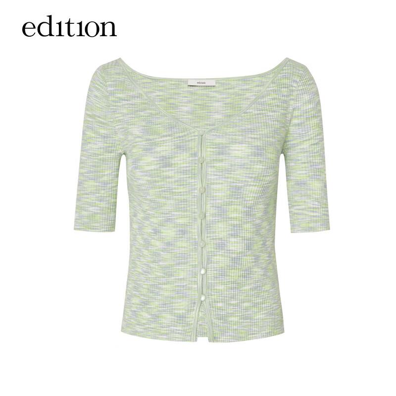 Edition Women's Blended Yarn V-Neck Short-Sleeve Knit Top