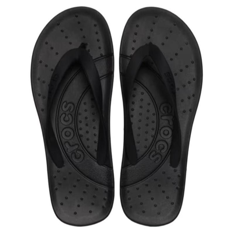 Crocs Round Toe Open Toe Non-Slip Slippers Unisex Black