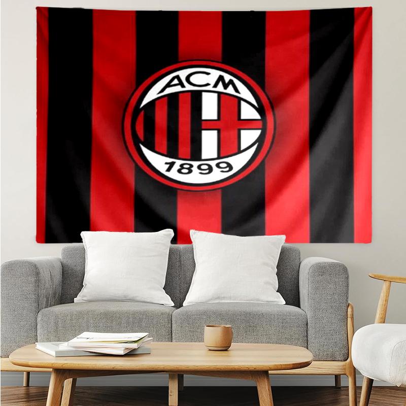 AC Milan Print Tapestry, Backdrop, Easy Setup, Ideal for Bedroom, Office & Living Room, with Aesthetic Wall Hanging Decor.