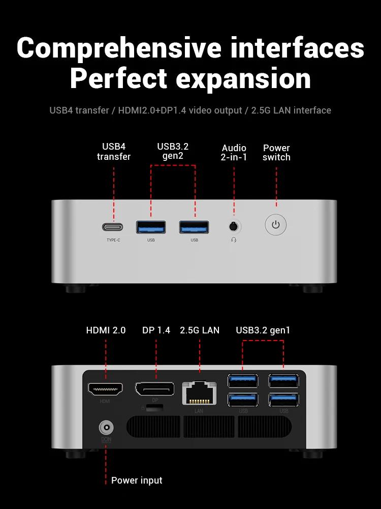 Firebat F1 P Mini PC AMD Ryzen 7 H 255 16GB+512GB/24GB+1TB SSD Win11 Pro Wi-Fi 6 BT5.2 USB4.0 Gaming Desktop Mini Computer
