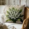 Elegante Funda de Almohada de Lirio del Valle Estampado Floral Botánico Blanco Vintage Funda de Cojín Para Sofá Cama Diván Decoración del Hogar Boho