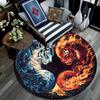 Yin Yang Tiger Round Area Rug,Carpet Rug for Living Room Bedroom Sofa Playroom Decor,Non-slip Floor Mat
