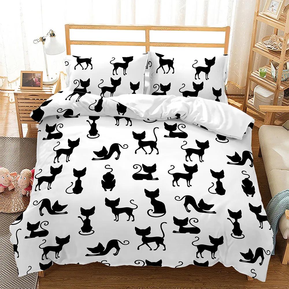 Boy/Girl Duvet Cover Set Home Textile Suit Gradient Cat Paw Print Bone Child Quilt Cover Bed Sets Animal Cat Comforter Cover New