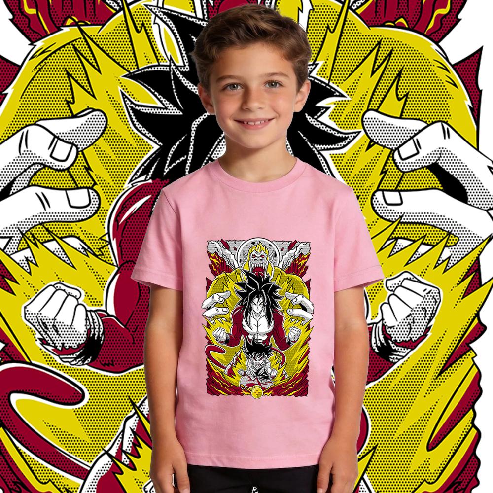 DBZ Goku SSJ4 Anime Print Cotton T Shirt for Kids Boys Girls Casual Summer Short Sleeve