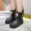 Fashion Women's Rain Boots Trendy Mid Calf Rainboots Waterproof Garden Shoes for Women Outdoor Non Slip Rubber Galosh Botas Lluvia Mujer