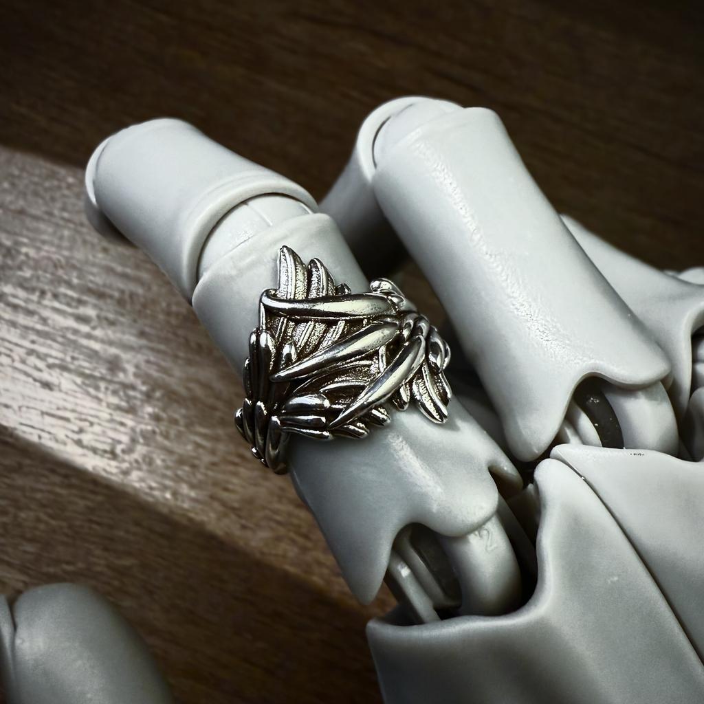 Retro The Phoenix Wing&Claw Adjustable Open Ring For Men Punk Gothic Edgy Copper Jewelry Unisex Vintage Accessories Trendy Gift