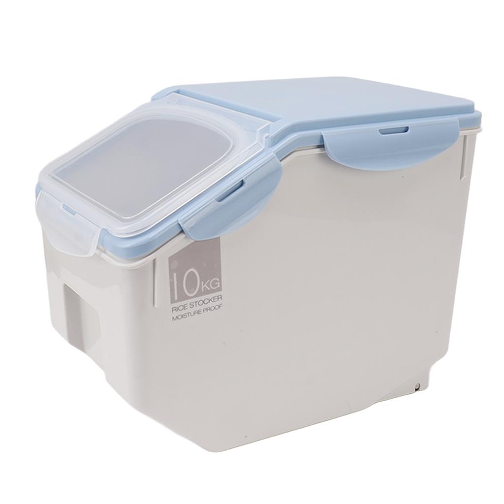 Rice Storage Container with Cup Airtight Sealed Food Grain Organizer Plastic Kitchen Supplies