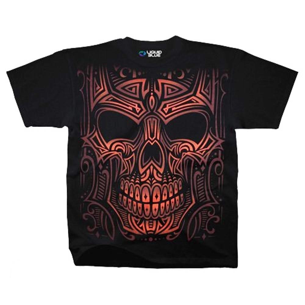 TSHIRT LATIN PINSTRIPE Skull Death Mask Shirt by Liquid Blue S разноцветный