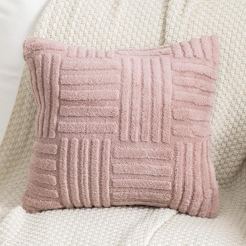 Solid Flannel Throw Pillow Cover 44x44 Cm Woven Soft Square Couch Bedroom Cushion Pillowcase for Sofa Bed Car Chair Home Textile