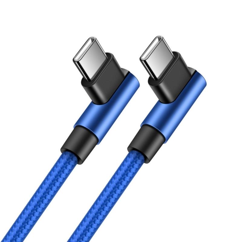 Nylon Braided USB C To USB C PD60W Charging Cable Double 90 Degree Bend Design For Smartphones And Laptops