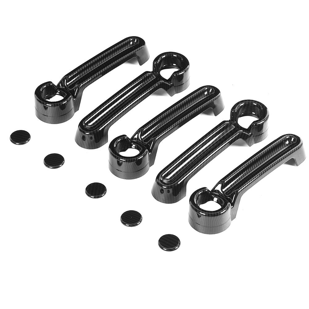 10pcs Carbon Fiber Style Exterior Door Handle Cover Trim Fits for Jeep Wrangler JK 0717