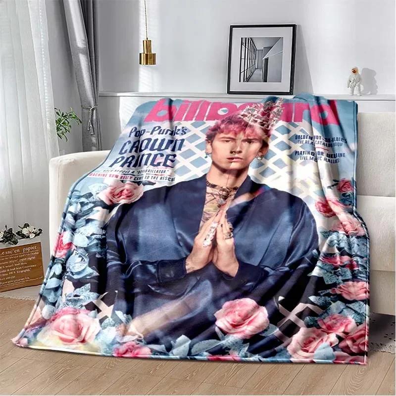 Machine Gun Kelly Poster Flannel Blanket Warm Music Art Throw for Bedroom Sofa Bed Travel Picnic Fan Gift