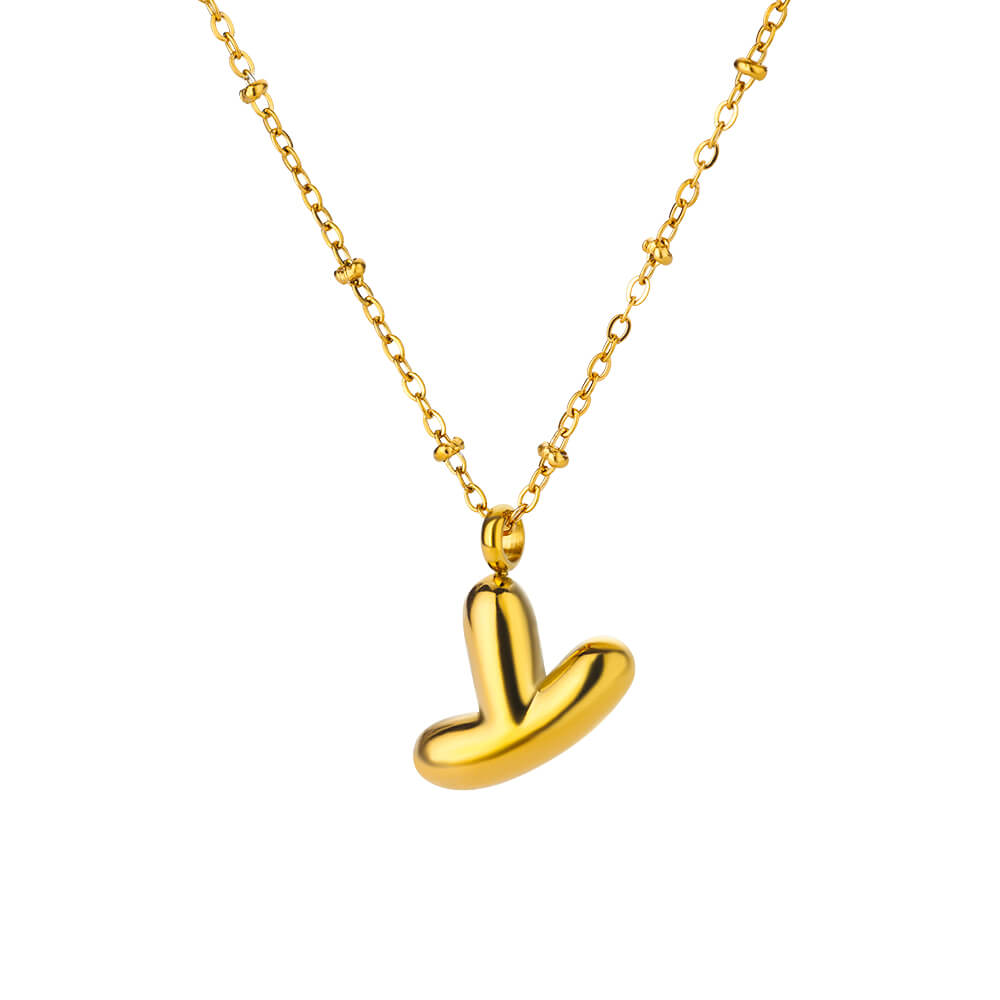 Chunky Initial Letter Stainless Steel Necklaces For Women Gold Color A-Z Letter Necklace Wedding  Fashion Party Jewelry Gift Bff