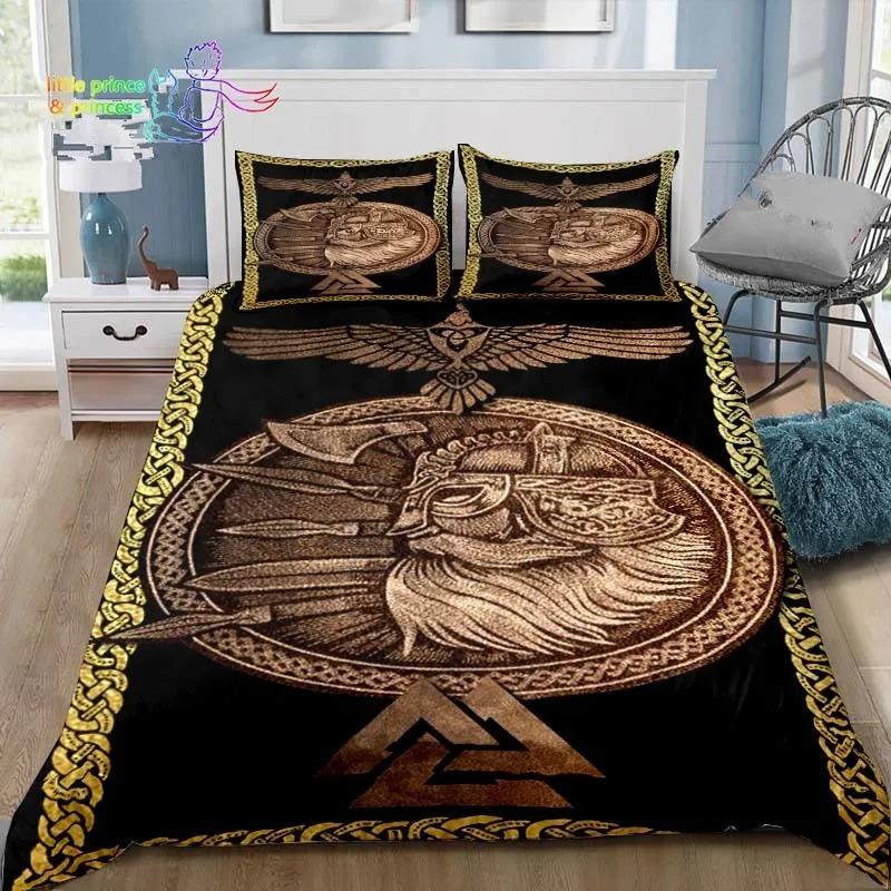 Viking Pattern Nordic Mythology Raven Bedding Set Single Twin Full Queen King Size Bed Set Adult Kid Bedroom 3D Print