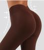 Women's High-Waist Seamless Slim-Fit Peach-Enhancing Fitness Leggings with Separate Waistband for Cycling.