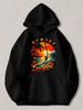 Black Pullover Hoodie with Sunset Surfer Graphic Tropical Palm Tree And Wave Print Vintage Beach Style Sweatshirt for Men Women Ca