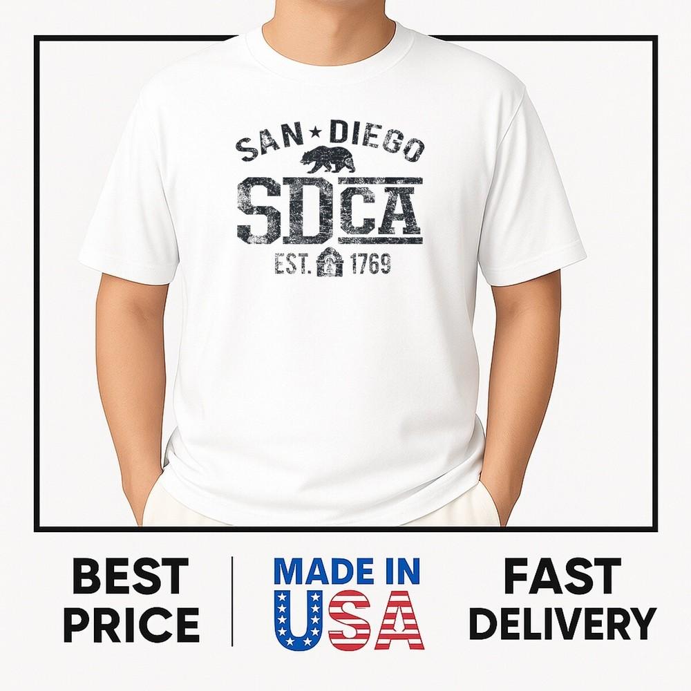Сан-Диего Основан в 1769 году Потертая футболка ТРЕНДОВАЯ Унисекс футболка XXL