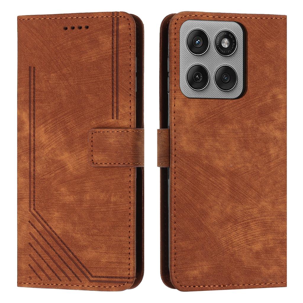 For Motorola Edge 60 Pro 5G Stand Case Imprinted Lines Leather Phone Cover