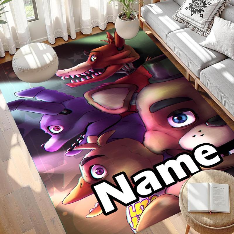Custom Name Personalized Five Nights at Freddy's Print Carpet, Versatile Home Decor Rug, for Playroom, Apartment, Balcony, Entryway, Hallway Gift